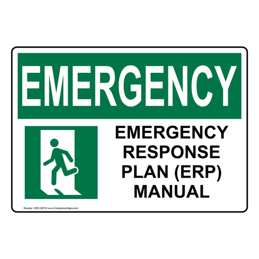 OSHA EMERGENCY Emergency Response Plan (ERP) Manual Sign With Symbol OEE-32019