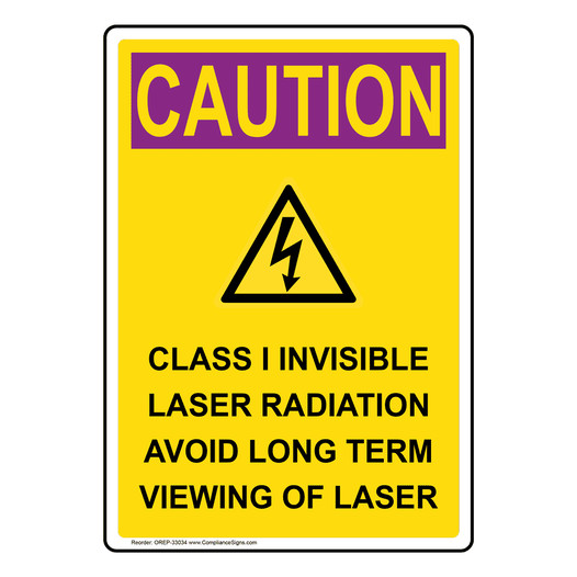 Portrait OSHA RADIATION CAUTION Class I Invisible Sign With Symbol OREP-33034