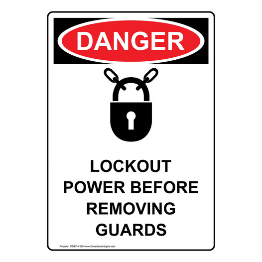 Portrait OSHA DANGER Lockout Power Before Sign With Symbol ODEP-4350
