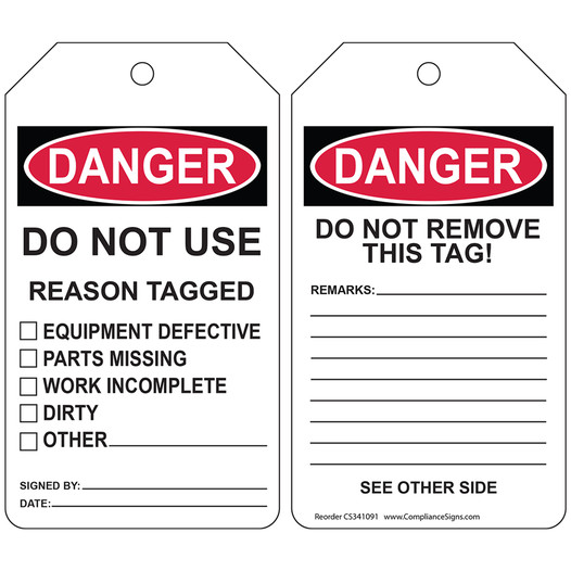 OSHA Do Not Use Reason Tagged Safety Tag CS341091