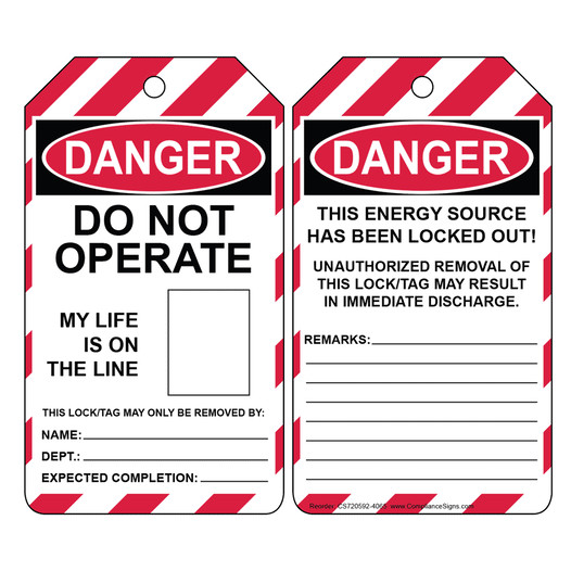 OSHA - Danger - Do Not Operate Life On Line | Safety Tags