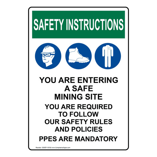 Portrait OSHA SAFETY INSTRUCTIONS You Are Entering Sign With Symbol OSIEP-19793