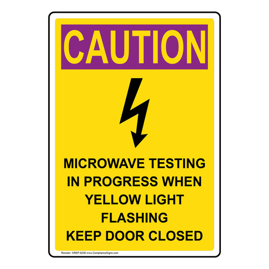 Portrait OSHA RADIATION CAUTION Microwave Testing In Sign With Symbol OREP-8258