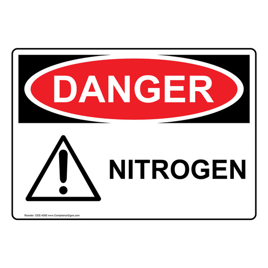OSHA DANGER Nitrogen Sign With Symbol ODE-4585