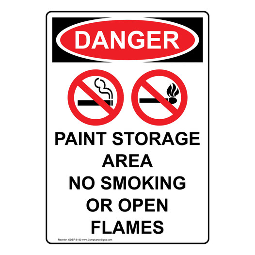 Portrait OSHA DANGER Paint Storage Area Sign With Symbol ODEP-5150