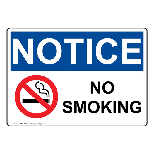 OSHA NOTICE No Smoking Sign With Symbol ONE-4765