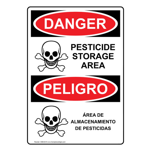 English + Spanish OSHA DANGER Pesticide Storage Area Sign With Symbol ODB-5215