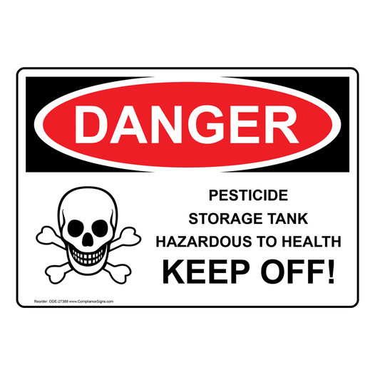 OSHA DANGER Pesticide Storage Tank Hazardous Sign With Symbol ODE-27389