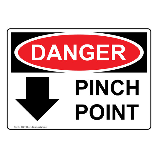 OSHA DANGER Pinch Point Sign With Symbol ODE-9483