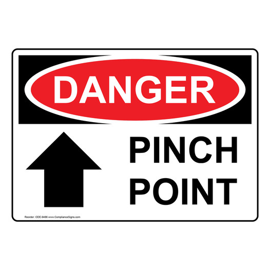 OSHA DANGER Pinch Point Sign With Symbol ODE-9486