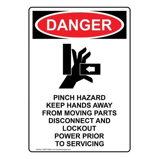 Portrait OSHA DANGER Pinch Hazard Keep Sign With Symbol ODEP-32865