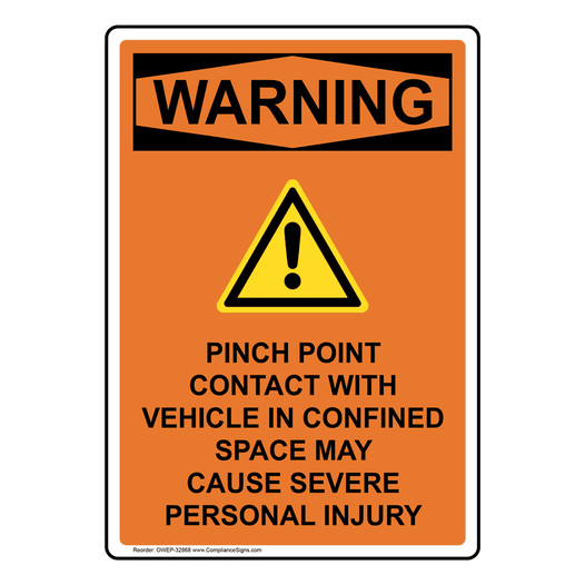 Portrait OSHA WARNING Pinch Point Contact Sign With Symbol OWEP-32868