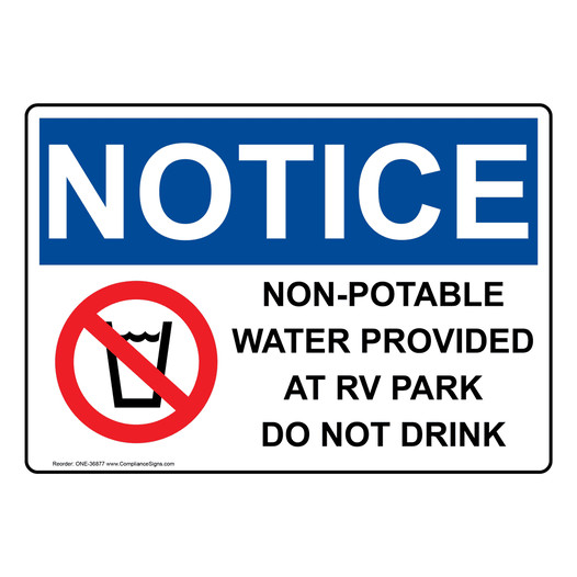 OSHA NOTICE Non-Potable Water Provided At Sign With Symbol ONE-36877