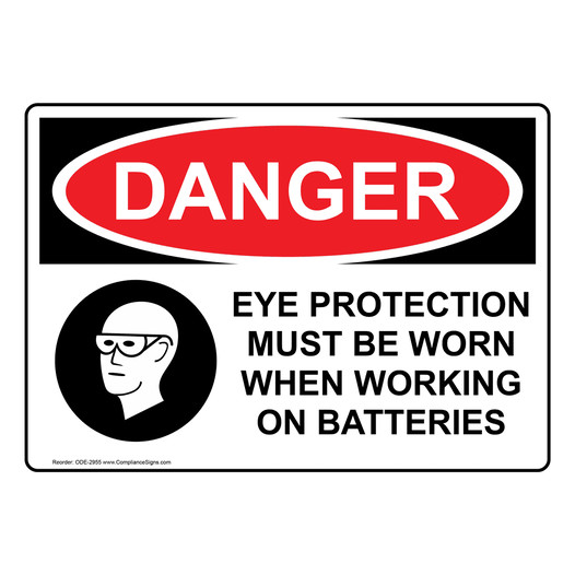OSHA DANGER Eye Protection Must Be Worn Sign With Symbol ODE-2955
