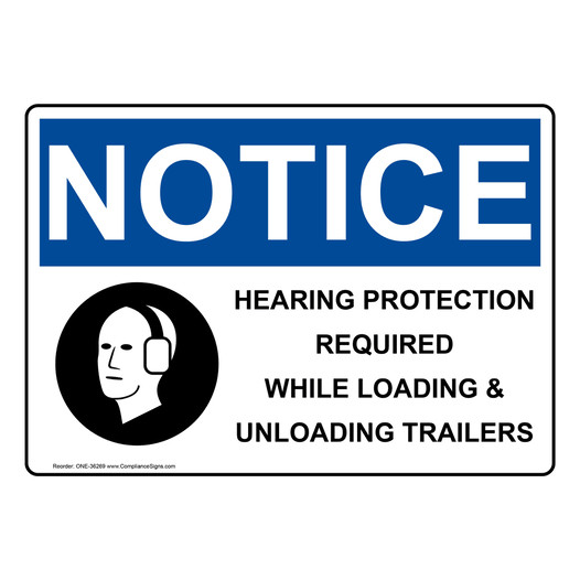 OSHA NOTICE Hearing Protection Required Sign With Symbol ONE-36269