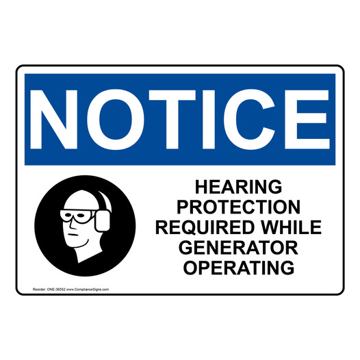 OSHA NOTICE Hearing Protection Required Sign With Symbol ONE-36552