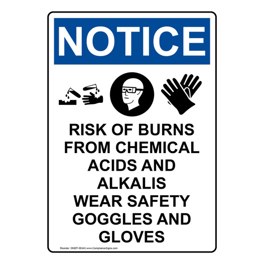 Portrait OSHA NOTICE Risk Of Burns From Sign With Symbol ONEP-36343