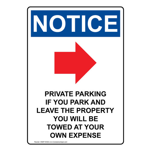 Portrait OSHA NOTICE Private Parking If Sign With Symbol ONEP-35300