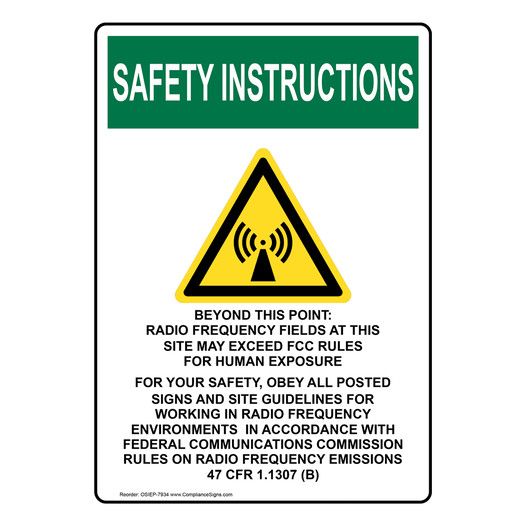 Portrait OSHA SAFETY INSTRUCTIONS Beyond This Point: Sign With Symbol OSIEP-7934
