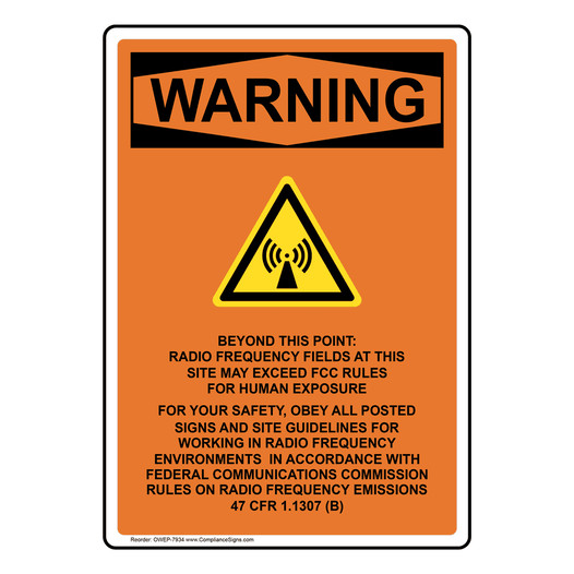 Portrait OSHA WARNING Beyond This Point: Sign With Symbol OWEP-7934