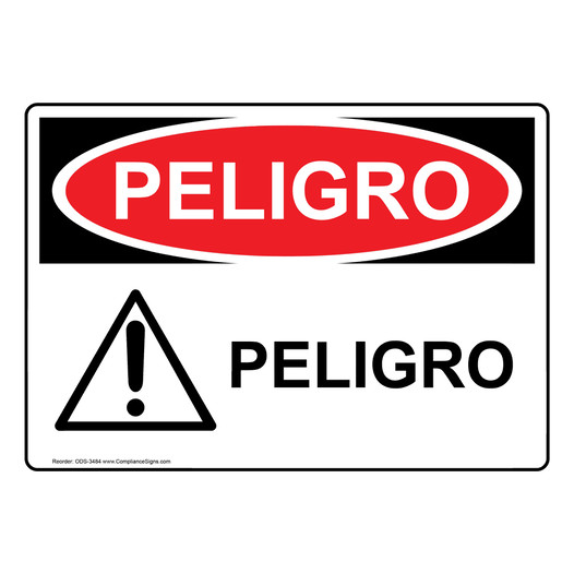 Hazard Spanish Sign OSHA Danger ComplianceSigns