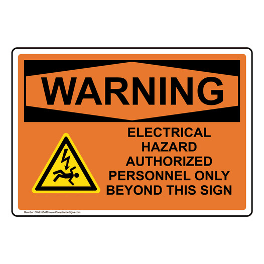 OSHA WARNING ELECTRICAL HAZARD Sign with Symbol OWE-50419