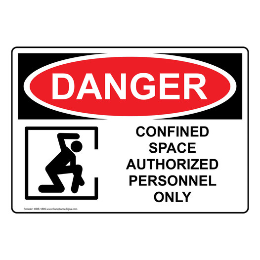 OSHA DANGER Confined Space Authorized Personnel Only Sign With Symbol ODE-1805
