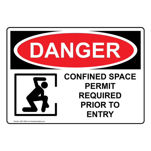 OSHA DANGER Confined Space Permit Required With Symbol Sign With Symbol ODE-1880