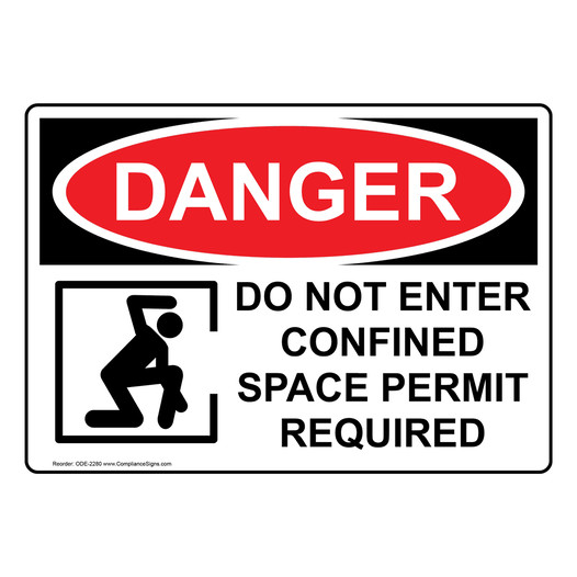 OSHA DANGER Do Not Enter Confined Space Permit Required Sign With Symbol