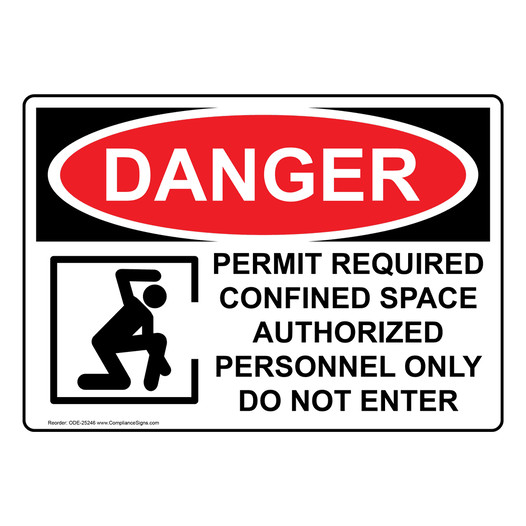 OSHA DANGER Permit Required Confined Sign With Symbol ODE-25246