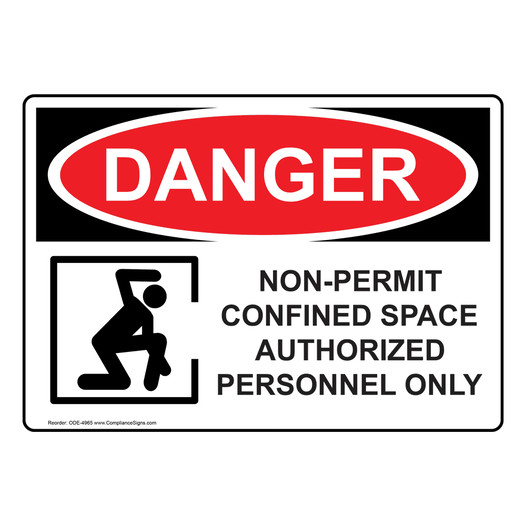 OSHA DANGER Non-Permit Confined Space Sign With Symbol ODE-4965