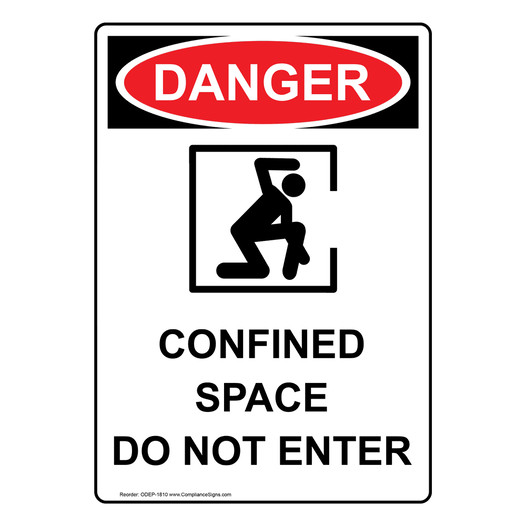 Portrait OSHA DANGER Confined Space Do Not Enter Sign With Symbol ODEP-1810