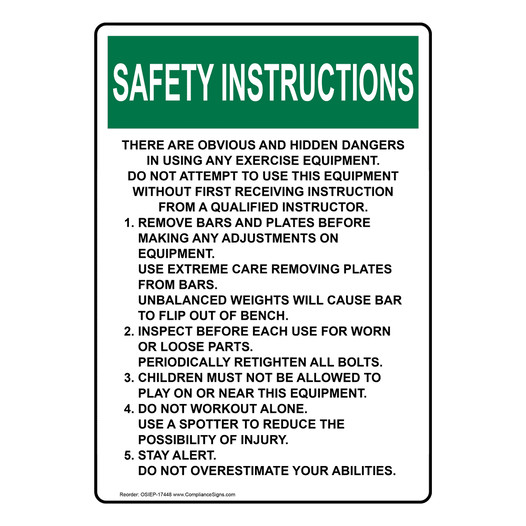 Portrait OSHA SAFETY INSTRUCTIONS Caution There Are Obvious And Sign OSIEP-17448