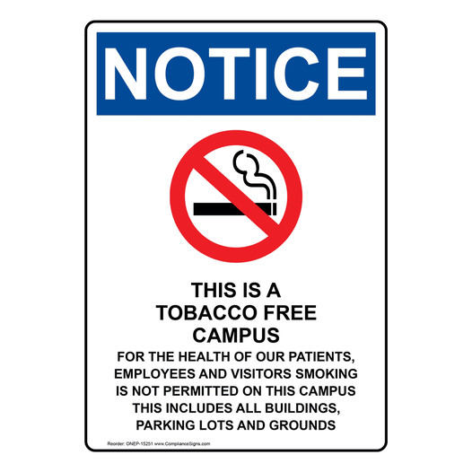 Portrait OSHA NOTICE This Is A Tobacco Sign With Symbol ONEP-15251