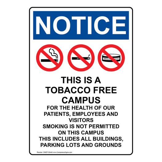Portrait OSHA NOTICE This Is A Tobacco Sign With Symbol ONEP-30448