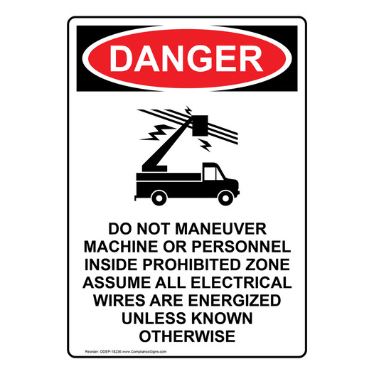 Portrait OSHA DANGER Do Not Maneuver Machine Sign With Symbol ODEP-18236