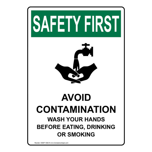 Vertical Avoid Contamination Sign Osha Safety First