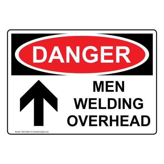 OSHA DANGER Men Welding Overhead Sign With Symbol ODE-4485
