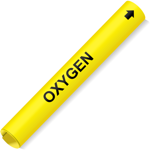 Coiled Black-on-Yellow Oxygen Pipe Marker CS109289