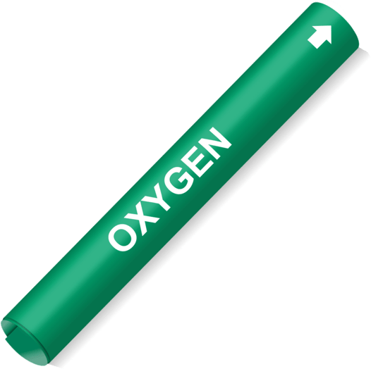 Coiled White-on-Green Oxygen Pipe Marker CS153285