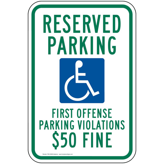 Reserved Parking $50 Fine Sign
