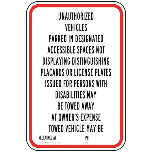 Unauthorized Vehicles May Be Towed Sign PKE-22635