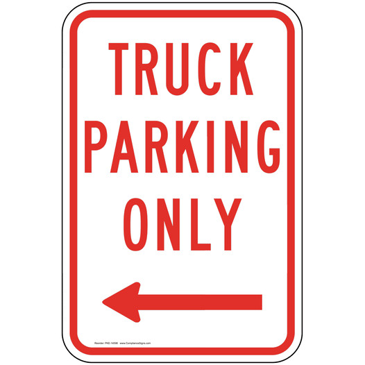 Truck Parking Only Sign With Left Arrow PKE-14598