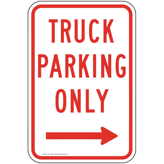 Truck Parking Only With Right Arrow Sign PKE-14599