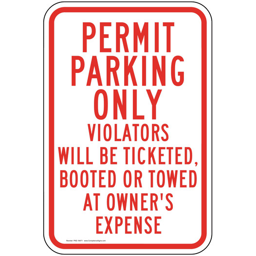 Permit Parking Only Sign for Parking Control PKE-18471