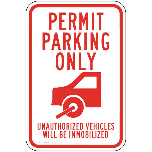 Permit Parking Only Sign for Parking Control PKE-18472