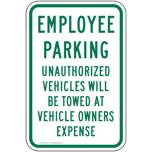 Employee Parking Sign for Parking Control PKE-22130