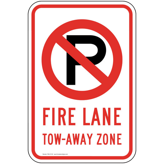 Fire Lane Tow Away Zone Sign With Symbol