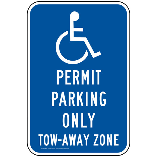 Portrait Georgia Permit Parking Only Reflective Sign PKE-37581-GA