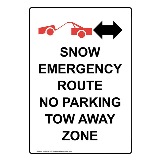 Portrait Snow Emergency Route No Sign With Symbol NHEP-37627